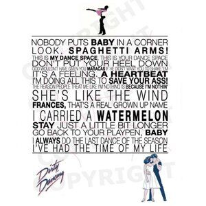 Dirty Dancing Movie Quote Poster Wall Art Home‎ Decor Framed Present Gift Sign